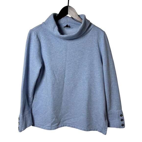 Talbots Womens M Blue Cowl Neck Pullover Sweater With Button Cuffs Cozy Blend - Picture 1 of 6